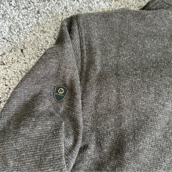 MERRELL SELECT PERFORMIX SWEATER Mens GREY Blue 4-BUTTON MOCK NECK WOOL BLEND XL - Picture 2 of 12